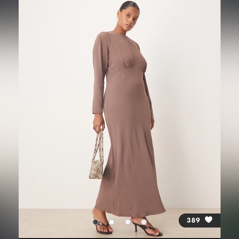 Elegant Taupe Long Sleeve Dress